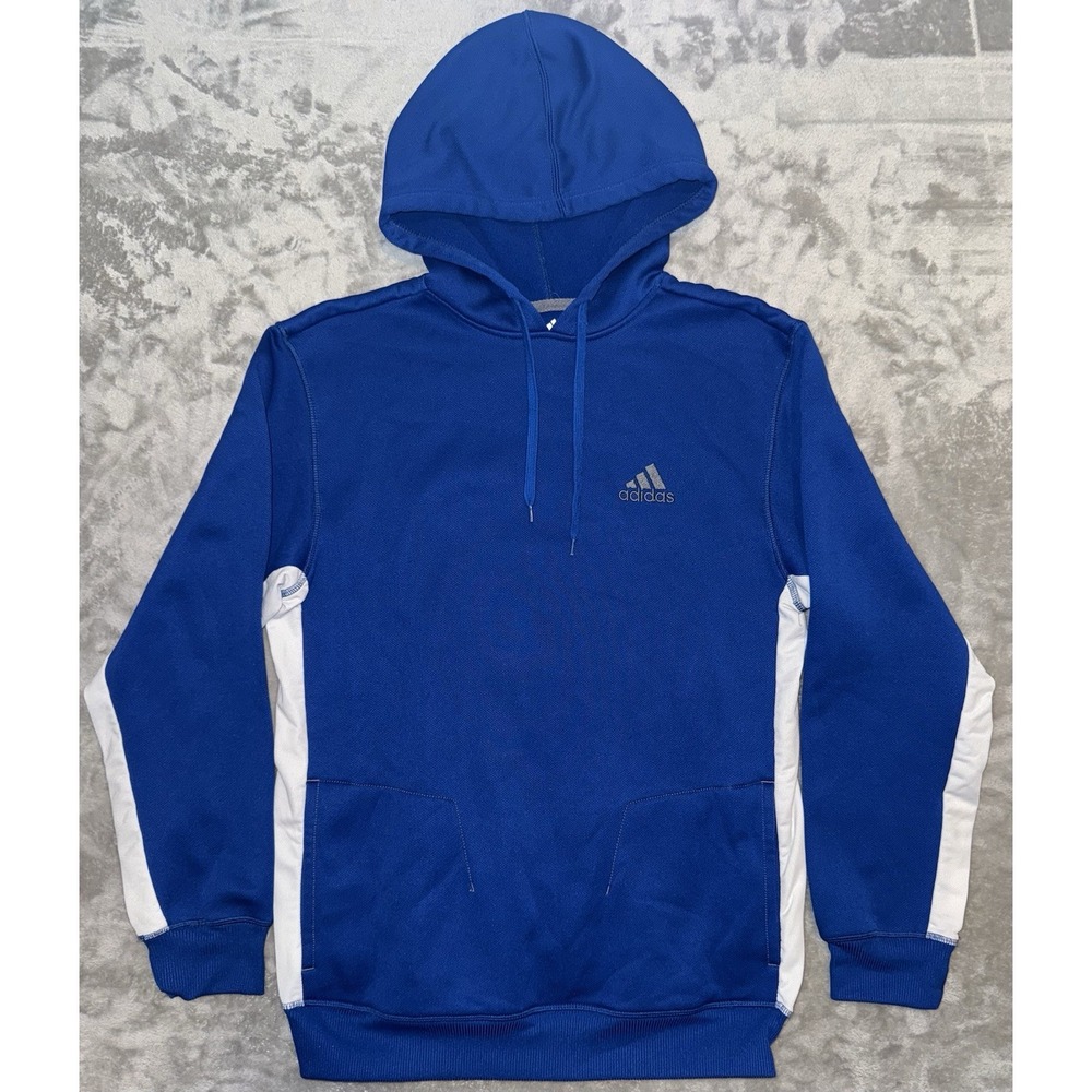 Adidas Hoodie Mens M Jogging Running Workout Performance Climawarm Blue White